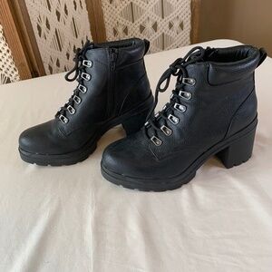 Y2K No‎ Boundaries Platform Chunky Heel Boots 8.5W 90s Gothic Combat Bratz Black